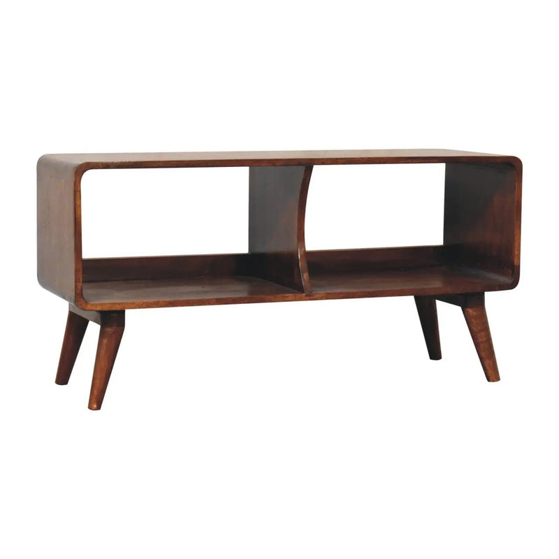 Solid Wood Curved Chestnut Media Unit by HouseOfZazla