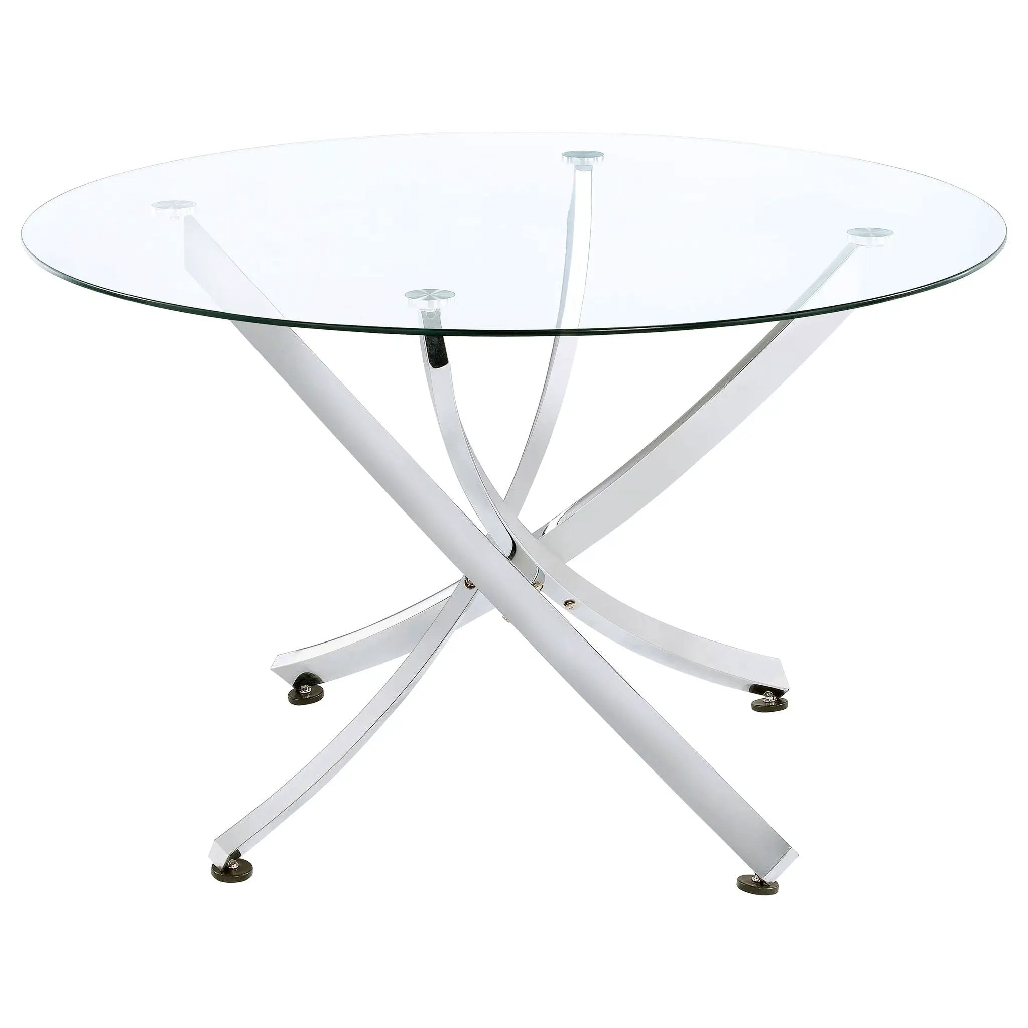 Beckham Round 46-inch Glass Top Dining Table Chrome by Unique Piece Furniture