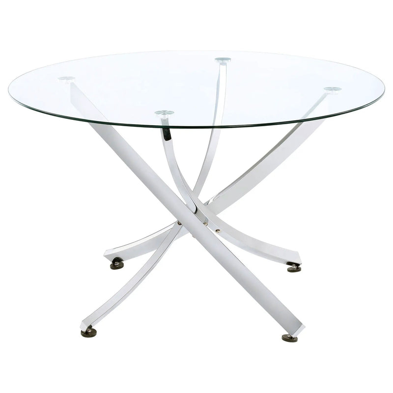 Beckham Round 46-inch Glass Top Dining Table Chrome by Unique Piece Furniture