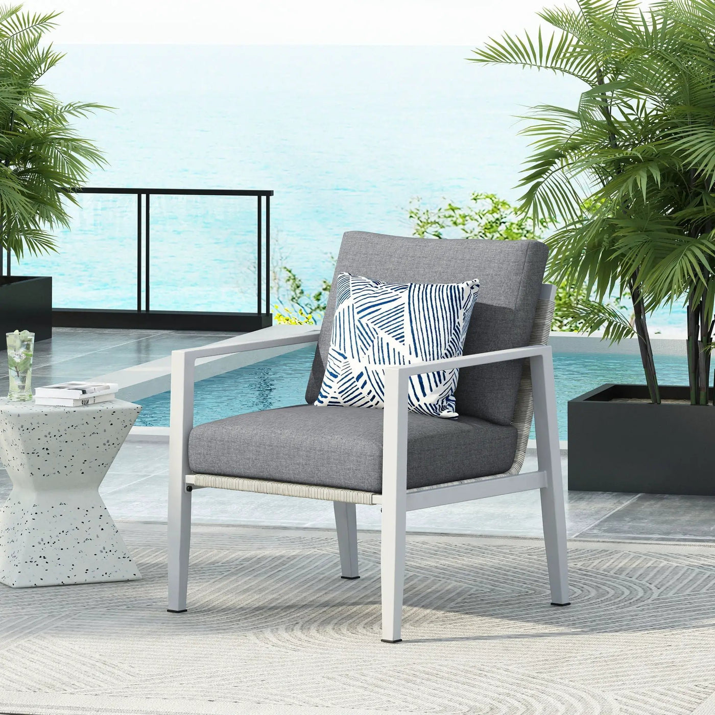 Modern Lounge Chair With Rope Accents And Cushions by HouseOfZazla