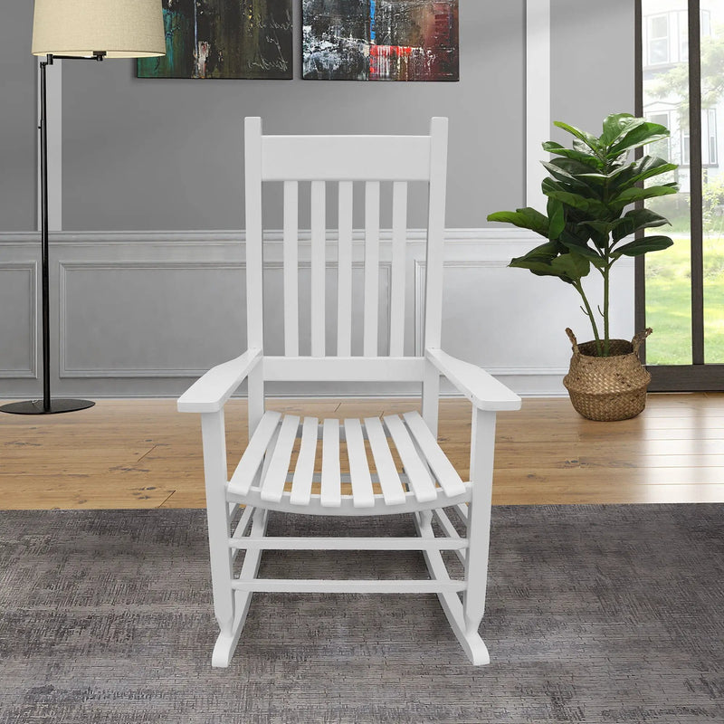 Classic Wooden Porch Rocker Chair Populus Wood Comfortable Design by Unique Piece Furniture