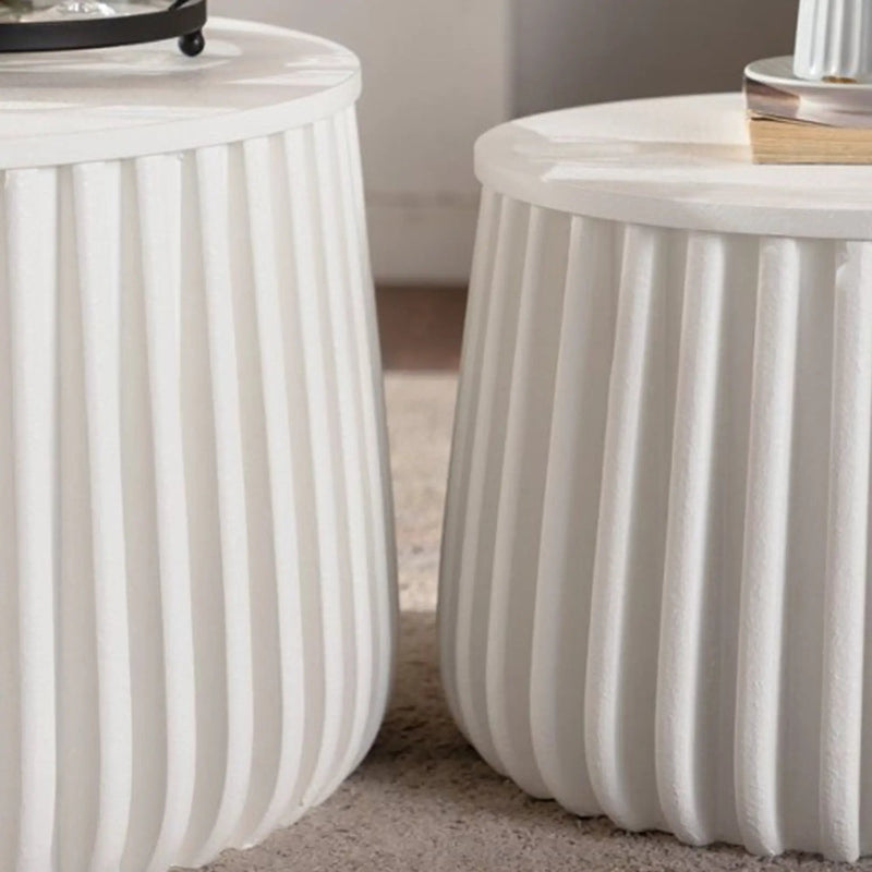 White Round Storage Table Set with Lift-Off Lid by HouseOfZazla