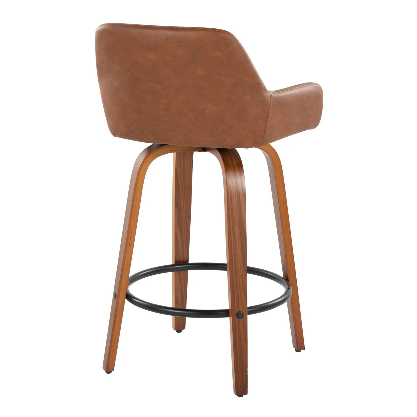 Daniella - Contemporary Fixed Height Counter Stool With Swivel With Round Footrest (Set of 2) by HouseOfZazla