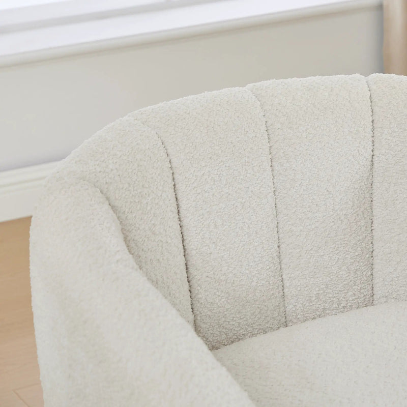 360 Degrees Swivel Upholstered Barrel Armchair For Living Room - Ivory by HouseOfZazla