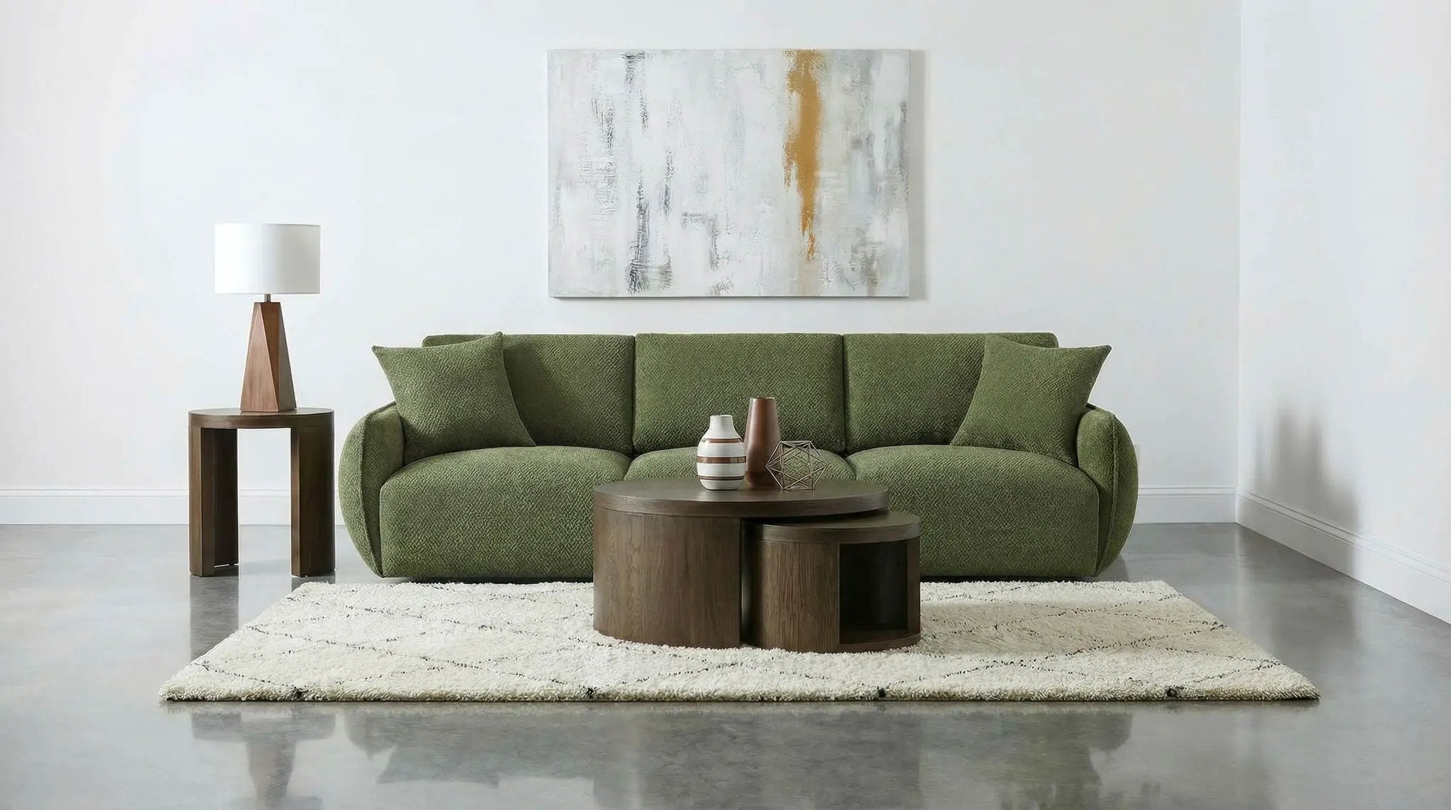 Elysia Chenille Upholstered Modular Lounge Sofa Green by Unique Piece Furniture