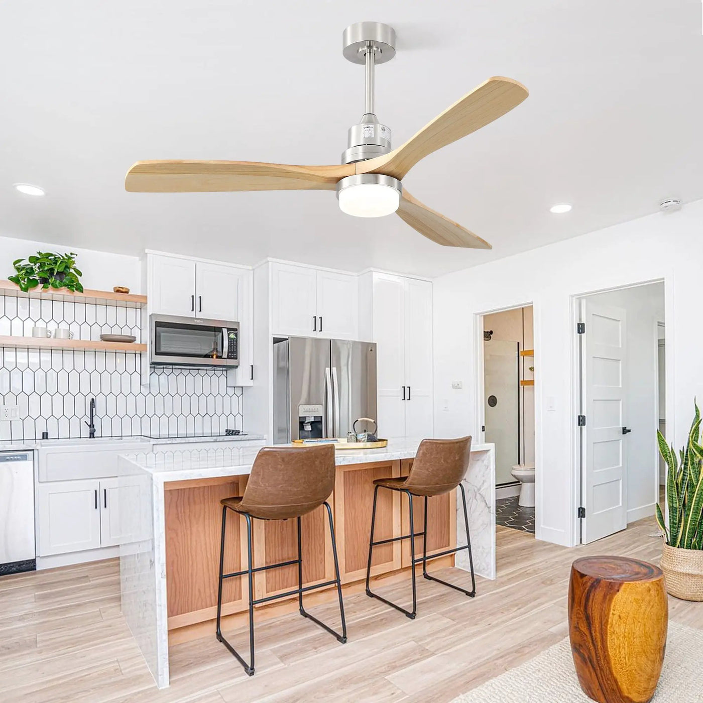 Indoor Ceiling Fan With Dimmable LED Light, 6 Speed Remote ControlLED DC Motor, Reversible Blades by Unique Piece Furniture