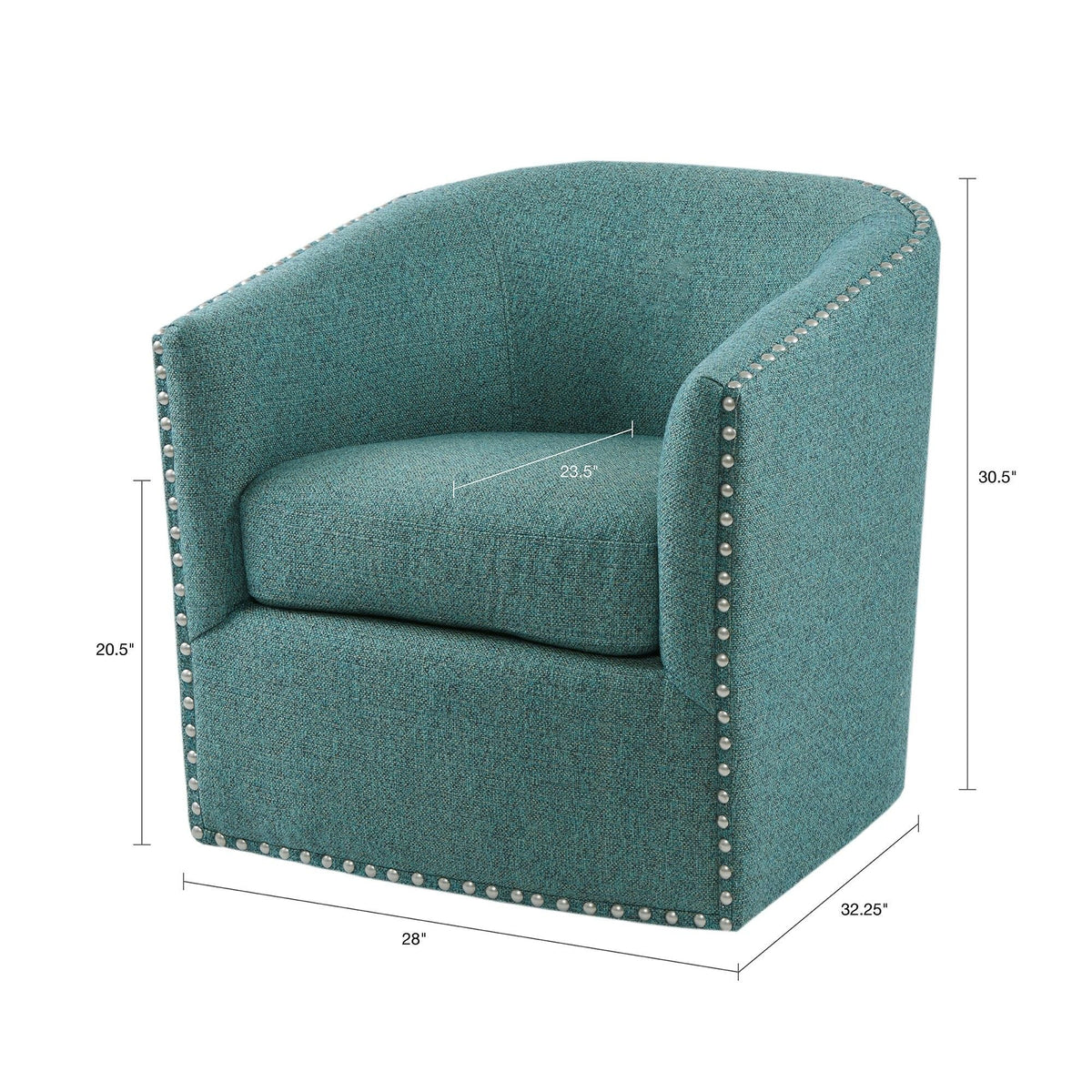 Luxurious Swivel Chair with 360 Degree Rotation and Nailhead Trim - Pearl Silver, photo 35 of 40