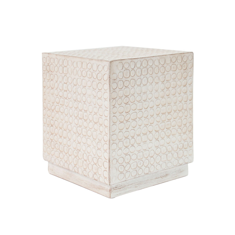 Chic Modern MGO Cube Side Table with Fluted Design - Antique Brown by HouseOfZazla