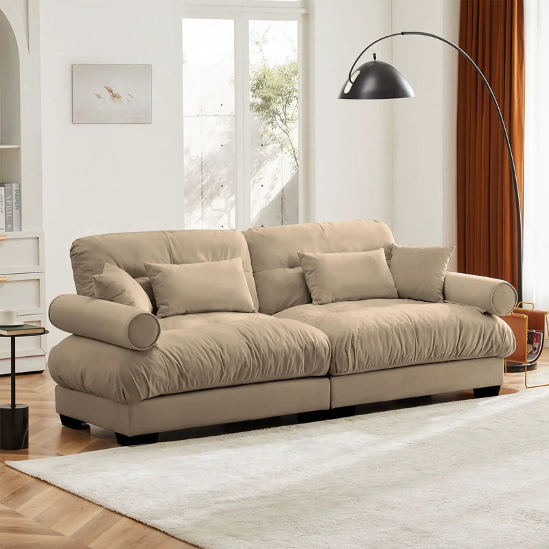 Modern Oversize Sofa With Cloud Like Comfort, Featuring Waist And Throw Pillows by Unique Piece Furniture