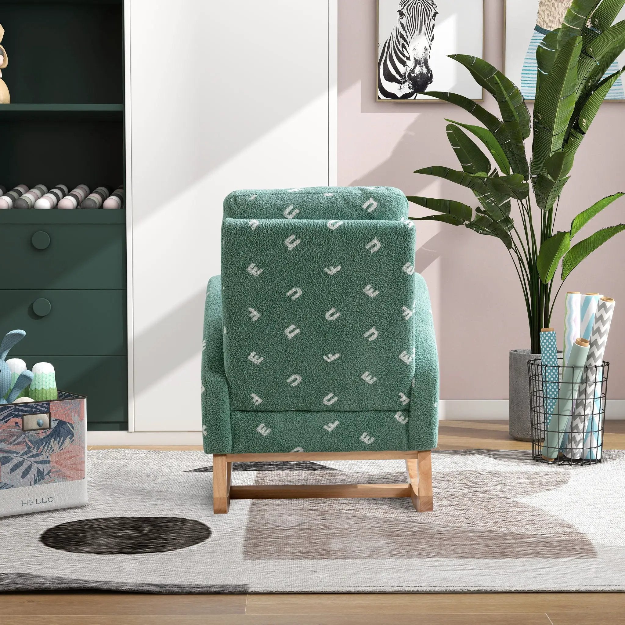 Modern Accent Rocker Armchair With Side Pocket, Upholstered High Back by HouseOfZazla