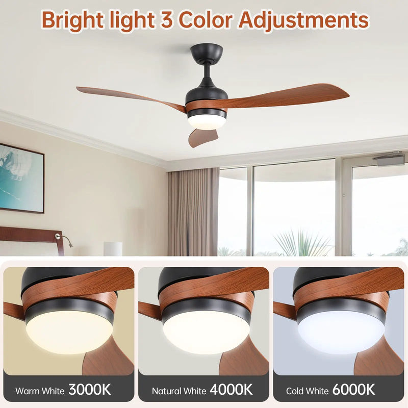 Ceiling Fan With 3 Blades, Remote Control, Reversible DC Motor, Noiseless Operation, 3 Downrods by Unique Piece Furniture
