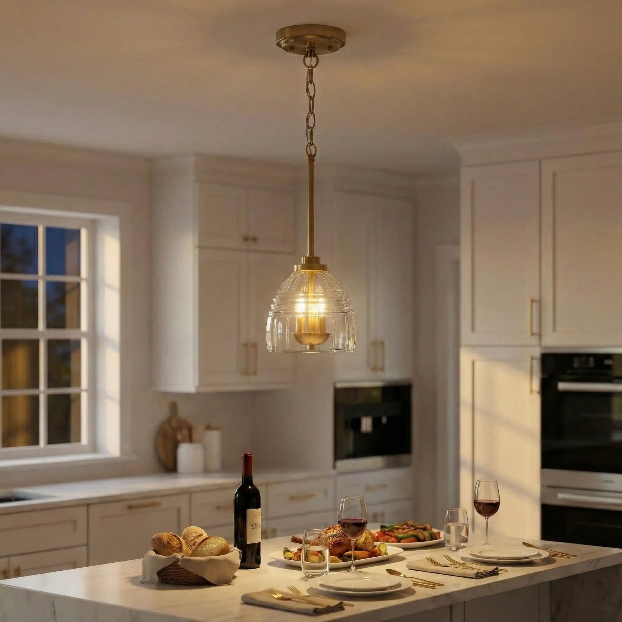 Ember - 3 Candle Lights Chain Pendant - Clear / Gold by Unique Piece Furniture