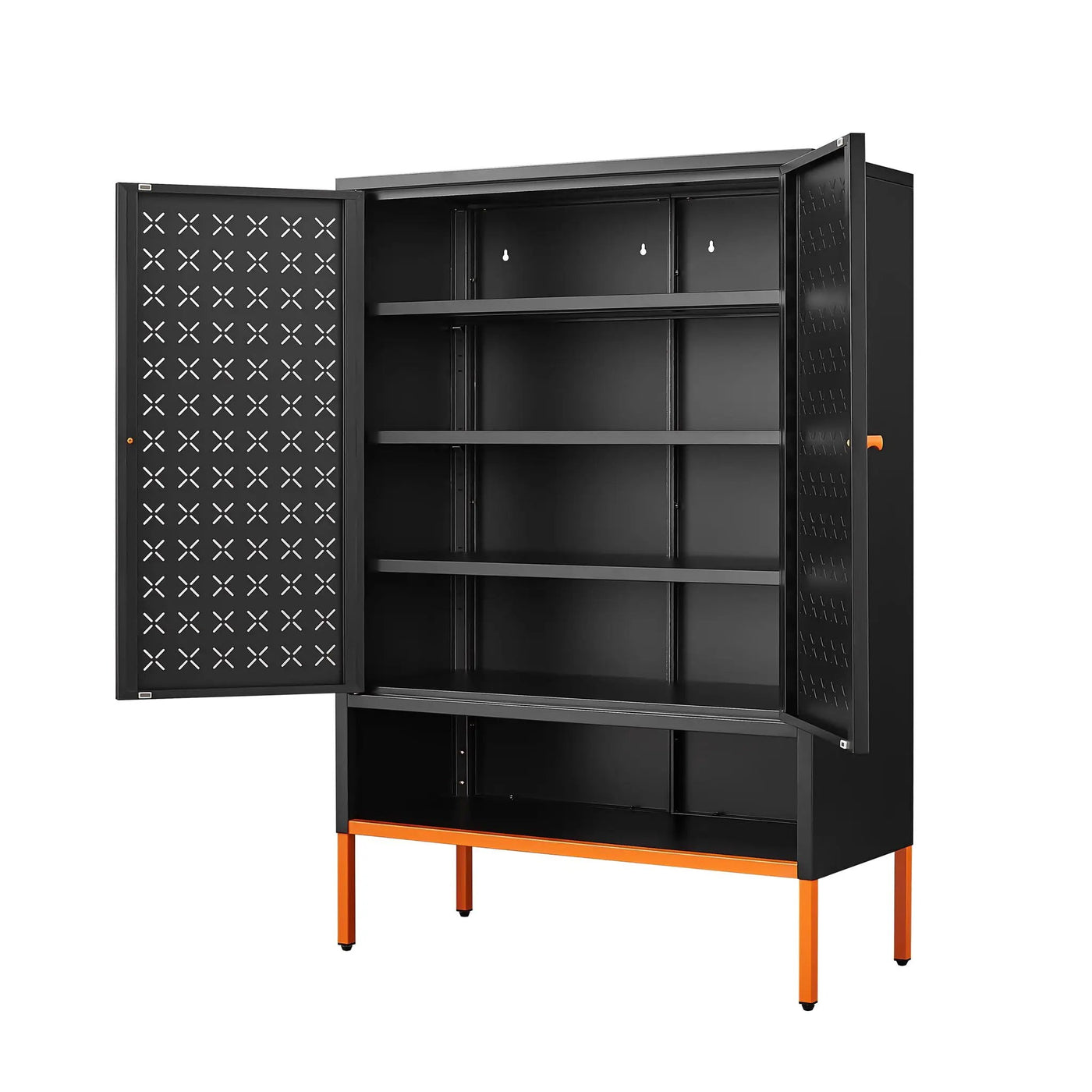 Grid Double Door Shoe Cabinet With Adjustable Compartments and Moisture-Proof Design by HouseOfZazla
