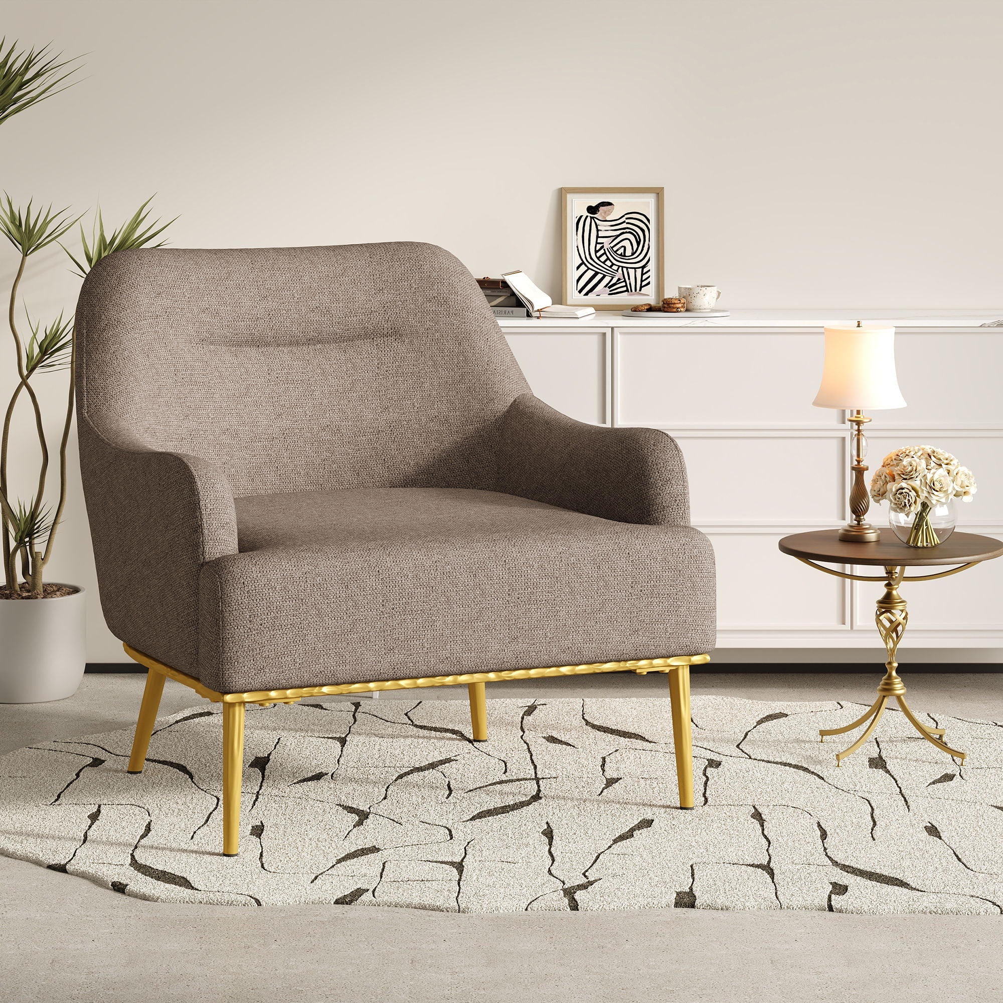 Modern Elegance Accent Chair With Curved Backrest by HouseOfZazla