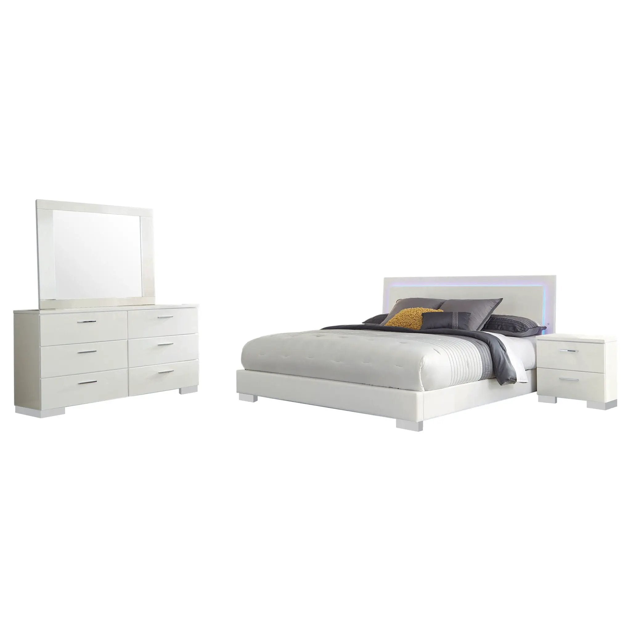 Felicity 4-piece Queen Bedroom Set White High Gloss by Unique Piece Furniture