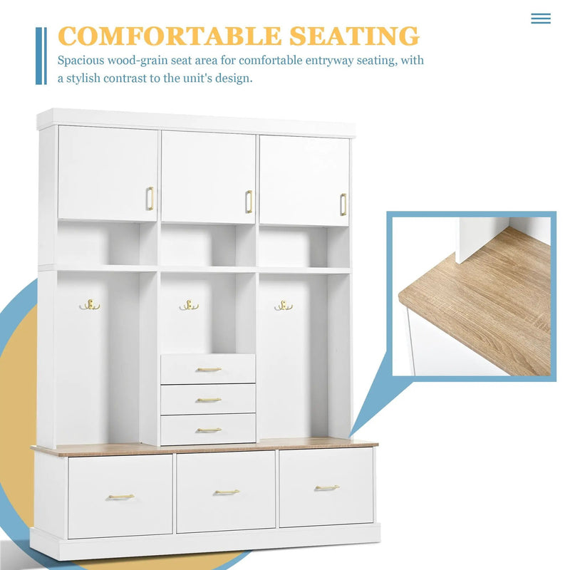 Entryway Hall Tree With Bench And Storage, 5 In 1 Coat Rack by Unique Piece Furniture