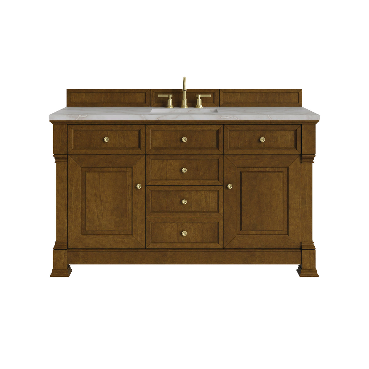 James Martin Brookfield 60" Single Bathroom Vanity, Honey Oak with Victorian Silver countertop
