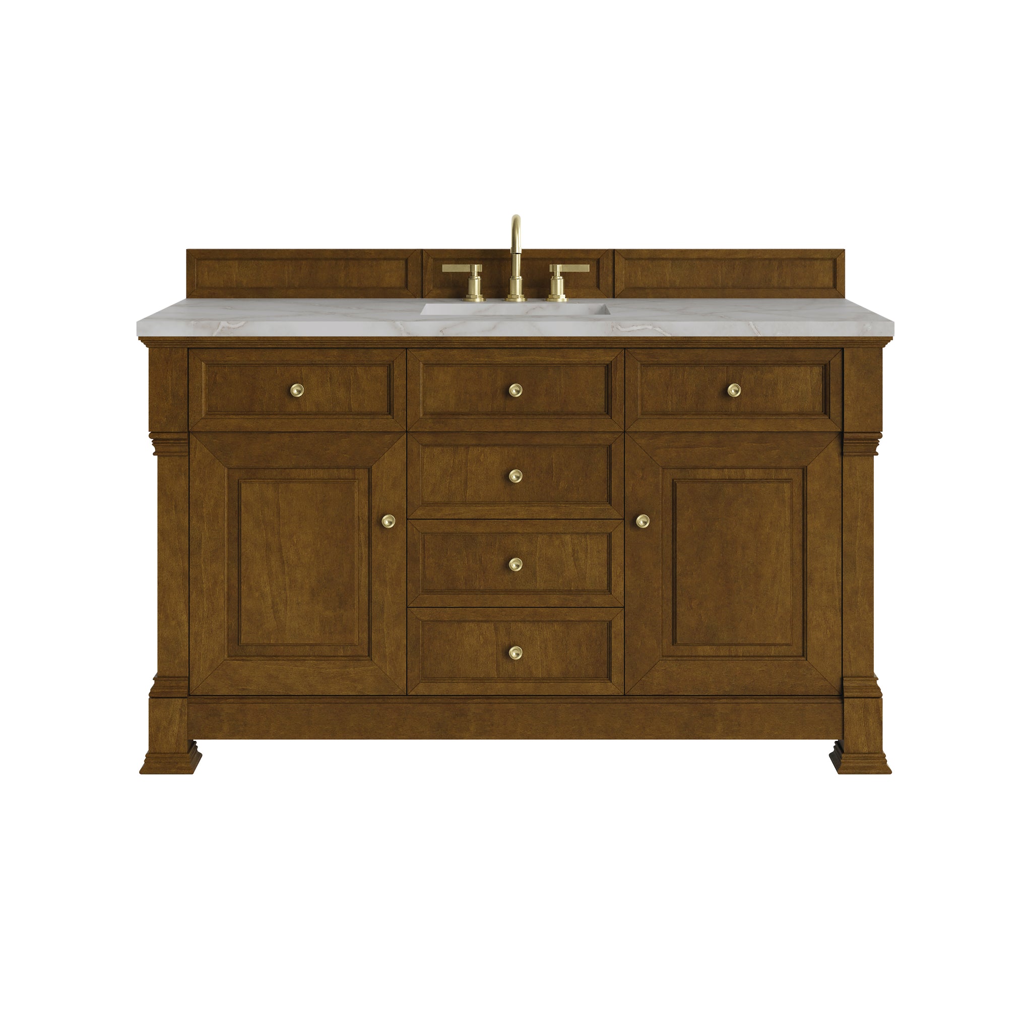James Martin Brookfield 60" Single Bathroom Vanity, Honey Oak with Victorian Silver countertop