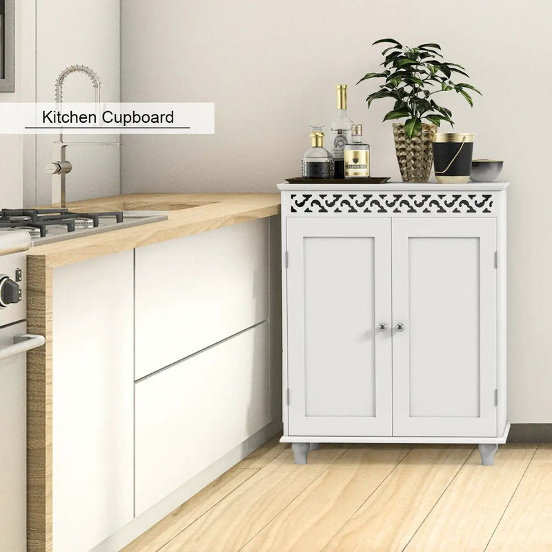 White Wooden 2-Door Storage Cabinet Cupboard by DirectDeals