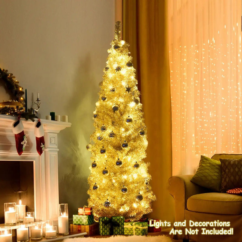 6 Feet Tinsel Tree Unlit Slim Pencil Christmas Tree by DirectDeals