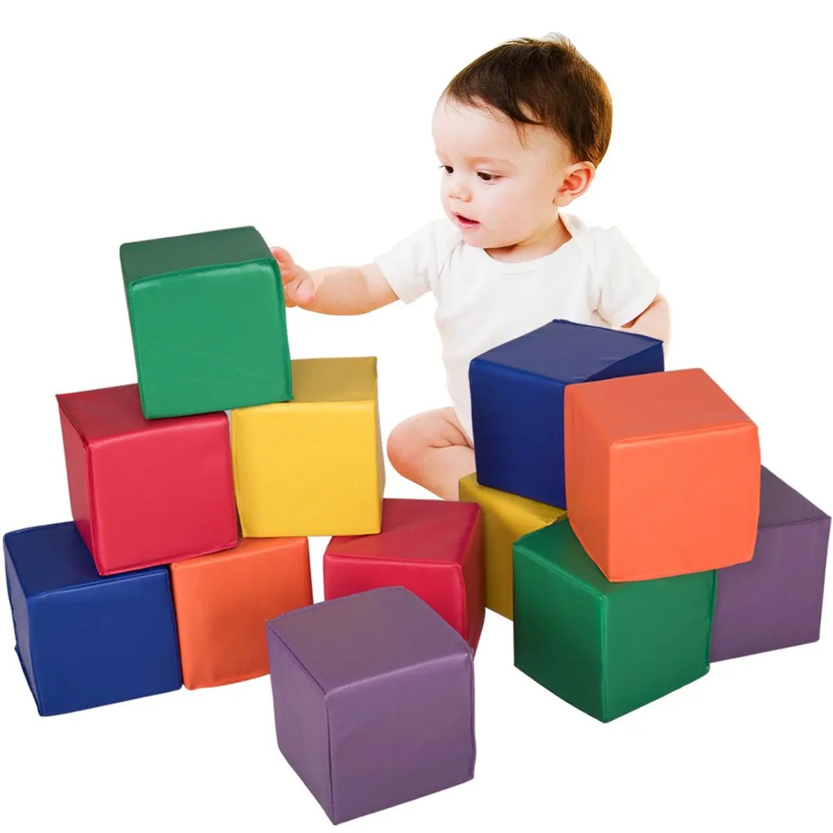 12 Pieces 8 Inch PU Foam Big Building Blocks for Kids by DirectDeals
