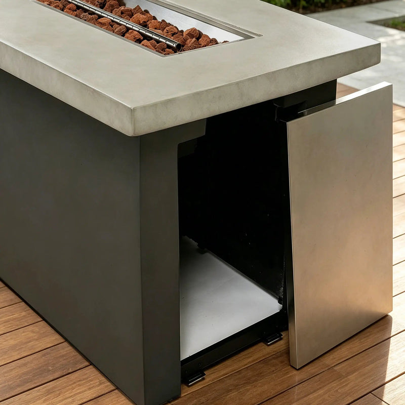 Outdoor 60-Inch Rectangular Dark Grey Concrete Fire Pit Table by HouseOfZazla