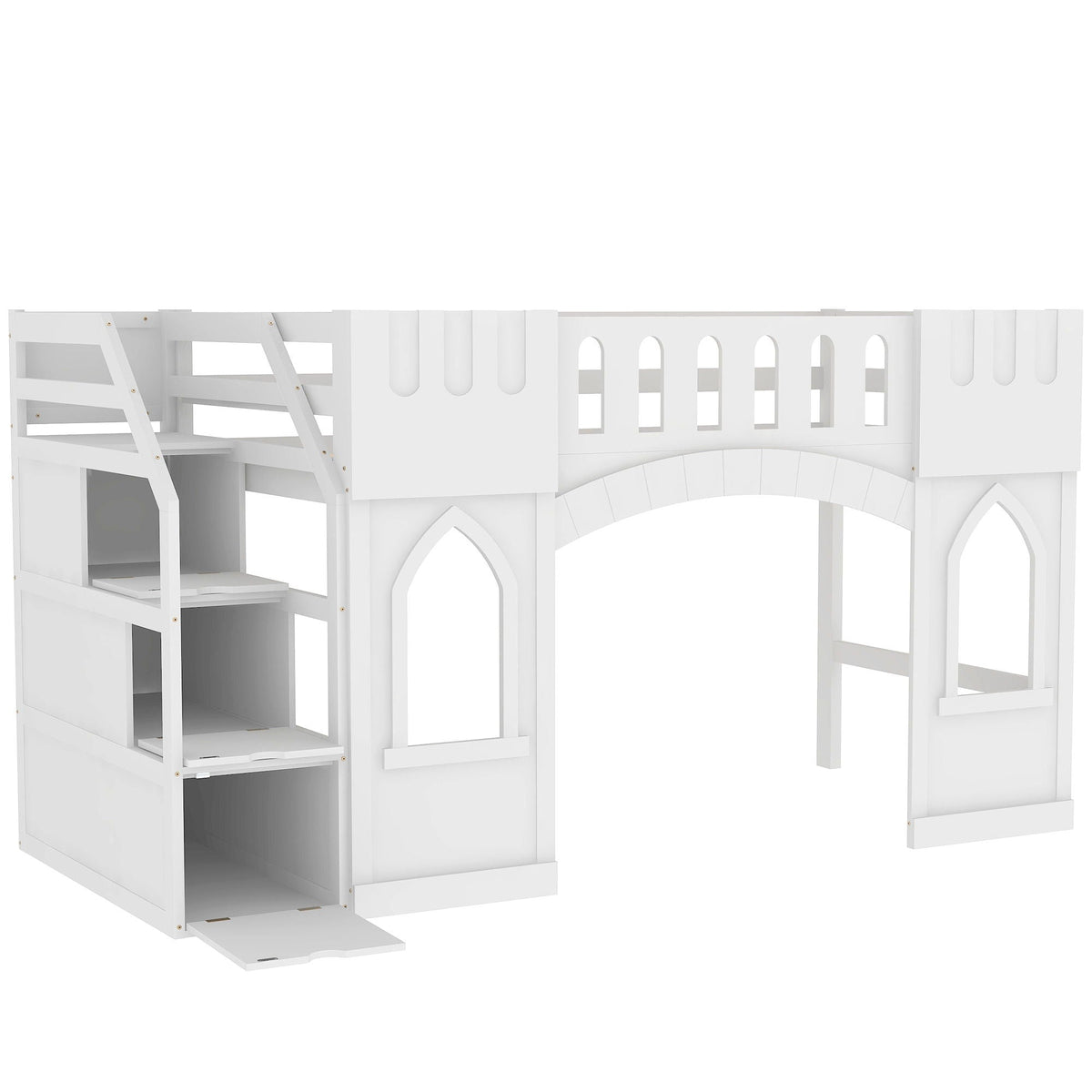 Loft Bed With Storage Staircase and Windows - Twin Size, photo 20 of 23