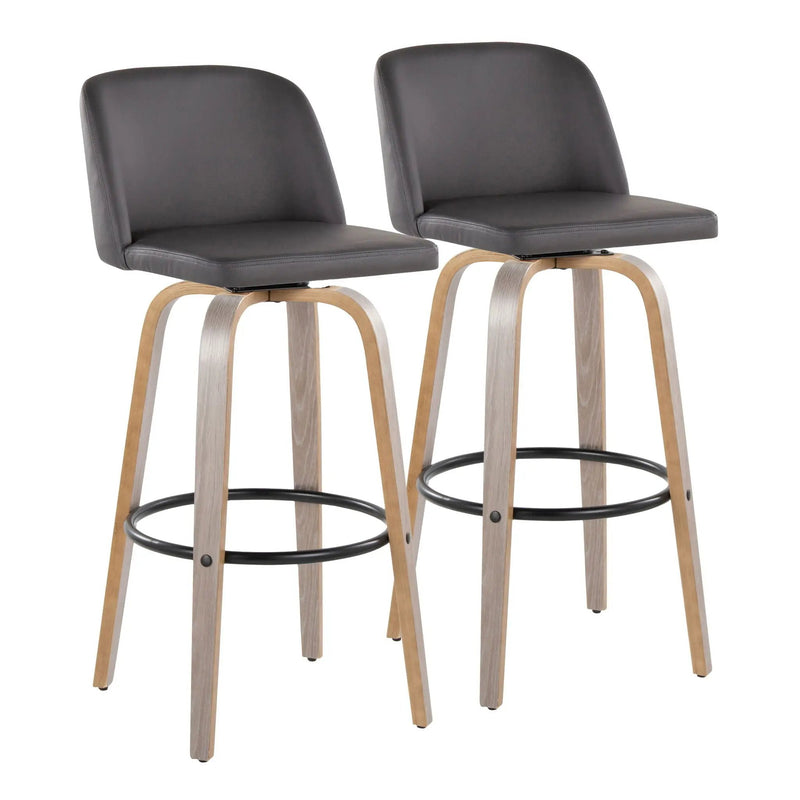 Toriano - Mid-Century Modern Fixed Height BarStool With Round Footrest (Set of 2) by Unique Piece Furniture