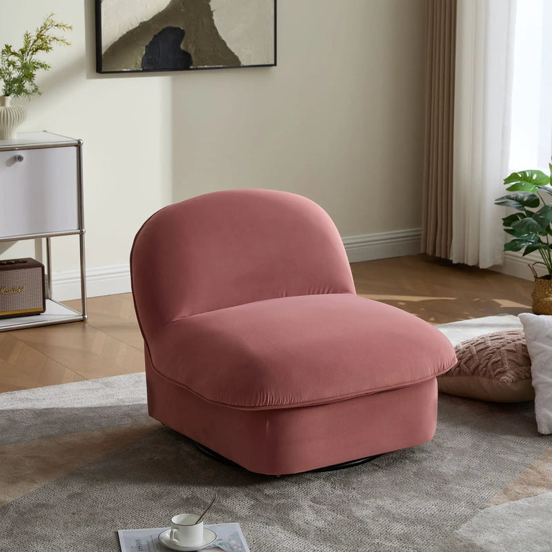 Pumpkin Shaped Swivel Accent Chair, 360 Degree Rotation For Living Room by Unique Piece Furniture
