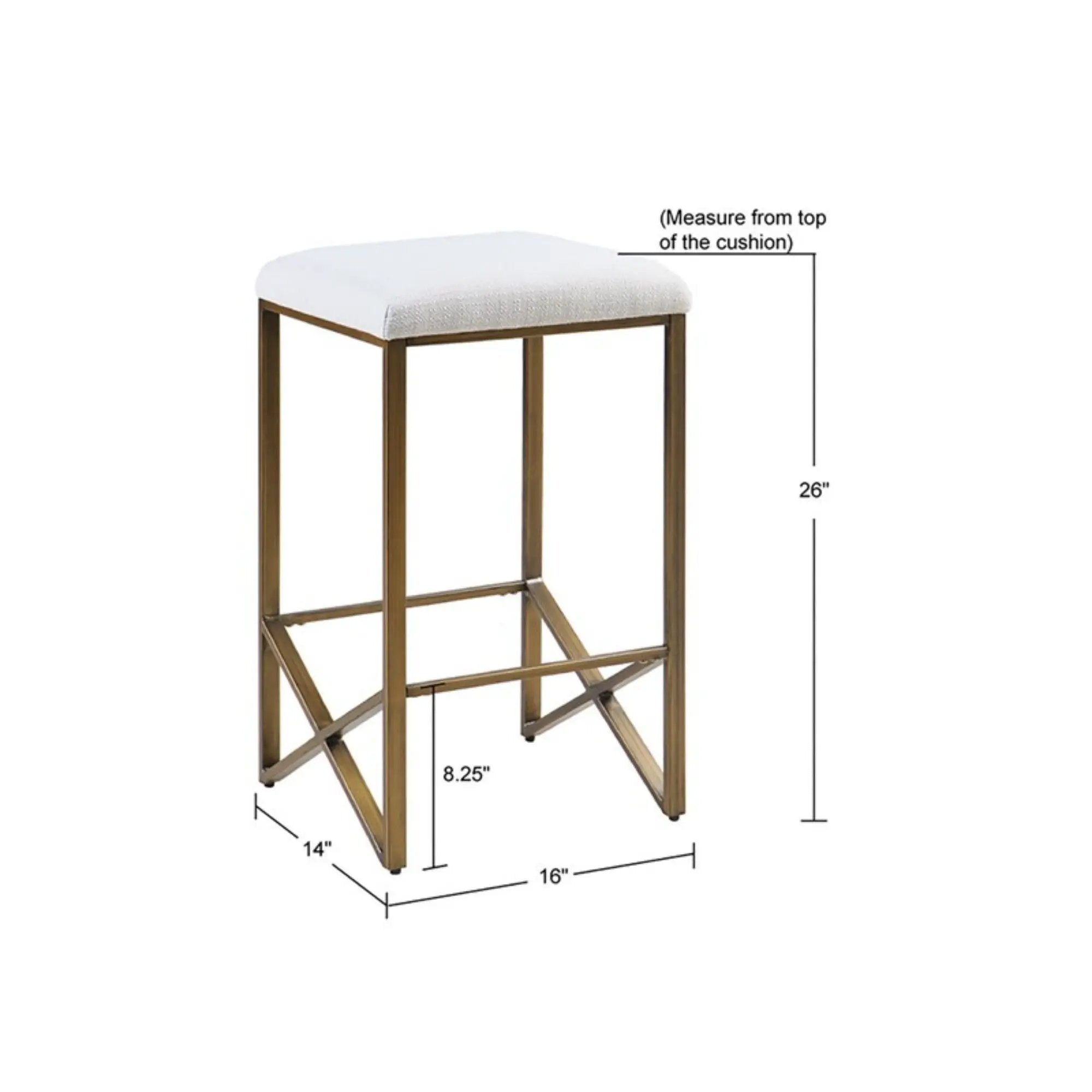 Backless Upholstered Counter Stool With Padded Seat - Ivory / Bronze by Unique Piece Furniture