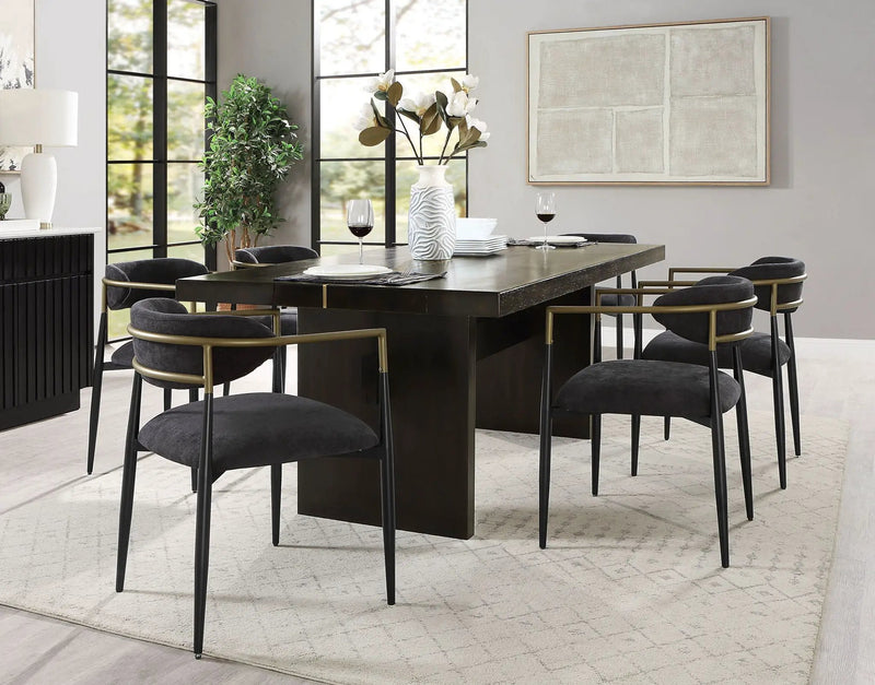 Jaramillo - 7 Pieces Dining Room Set - Gold / Rustic Espresso by Unique Piece Furniture