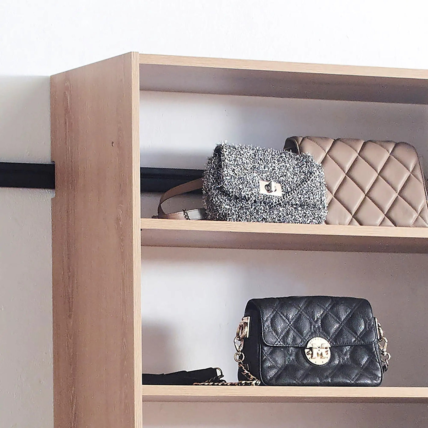 Devi - Wall Mounted Wood Closet System With Modular Design And Ample Storage by HouseOfZazla
