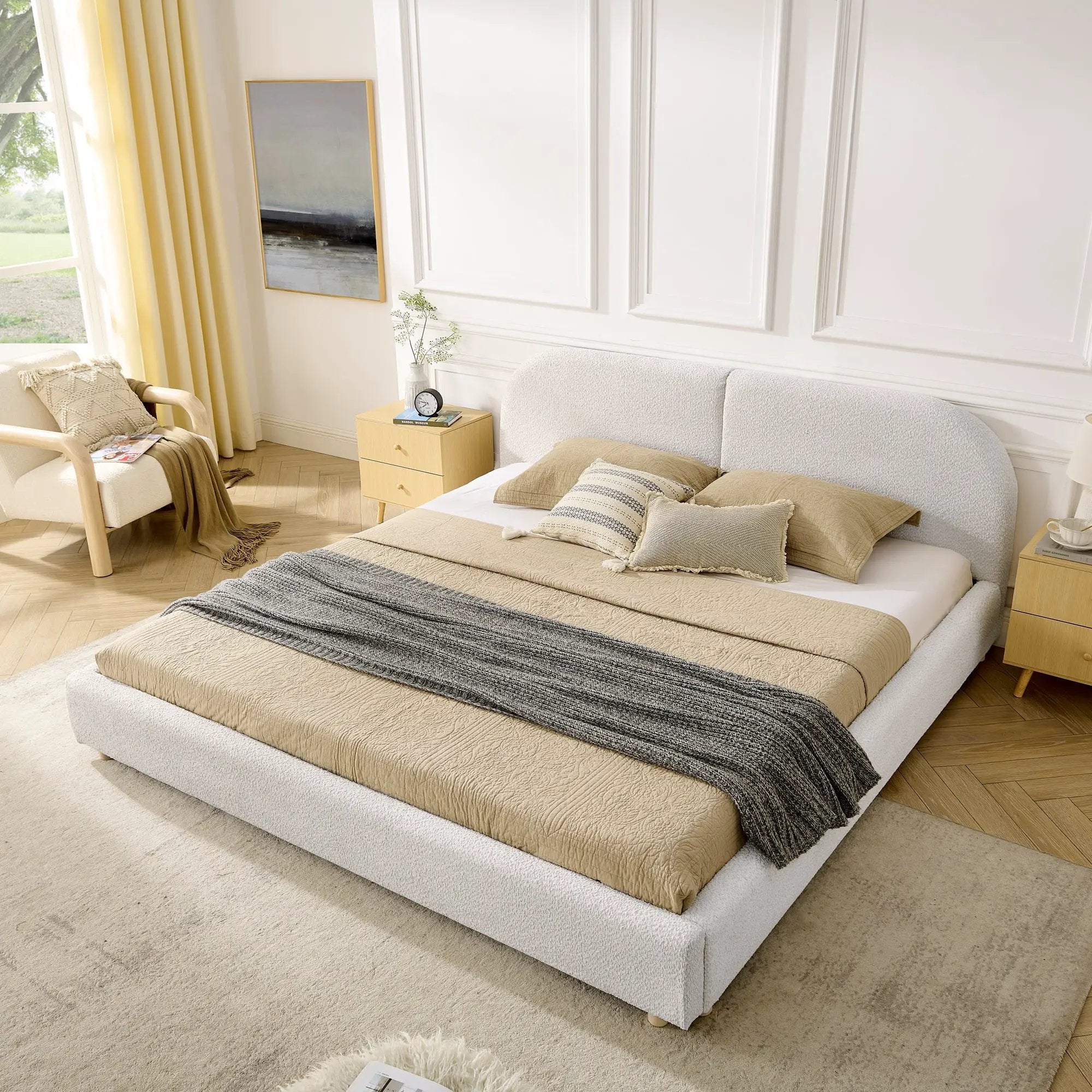 King Size Upholstered Bed Frame by HouseOfZazla