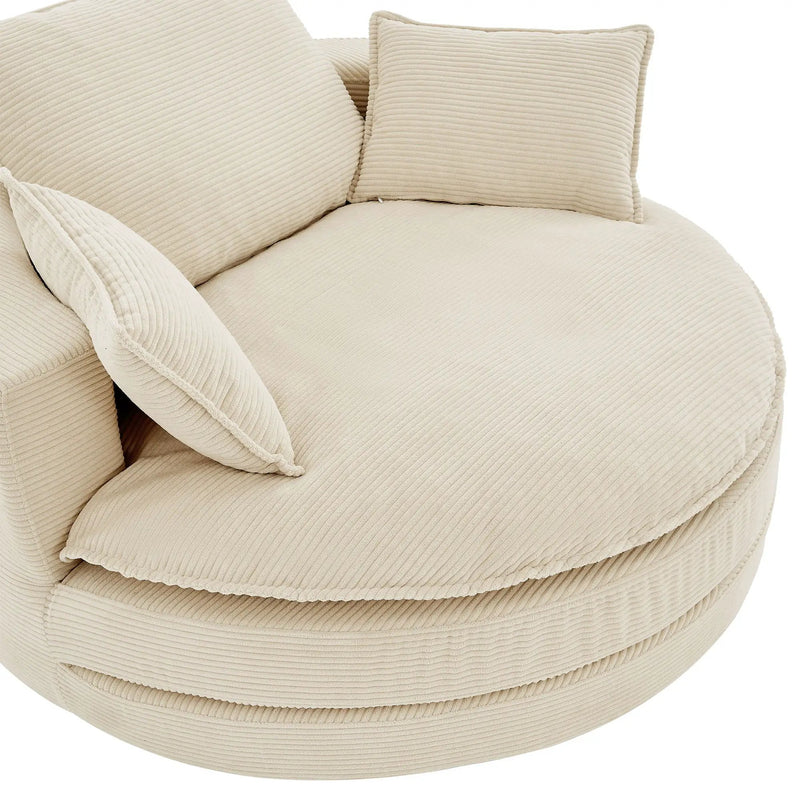 360° Swivel Accent Barrel Chair With Dual Layer Cushion And 3 Removable Pillows by HouseOfZazla