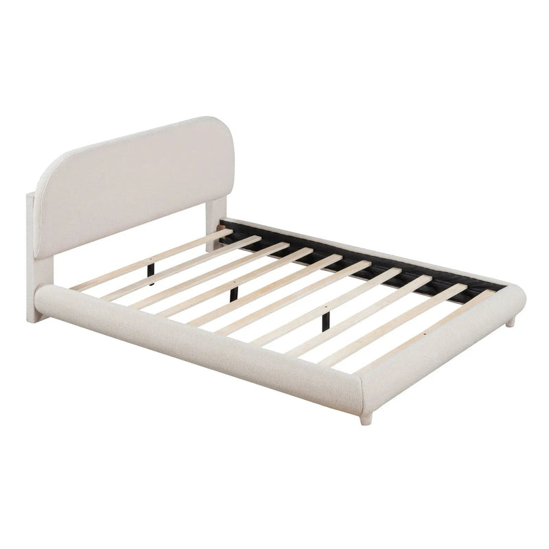 Upholstered Platform Bed With Thick Solid Frame And Stylish Curve-Shaped Design by Unique Piece Furniture