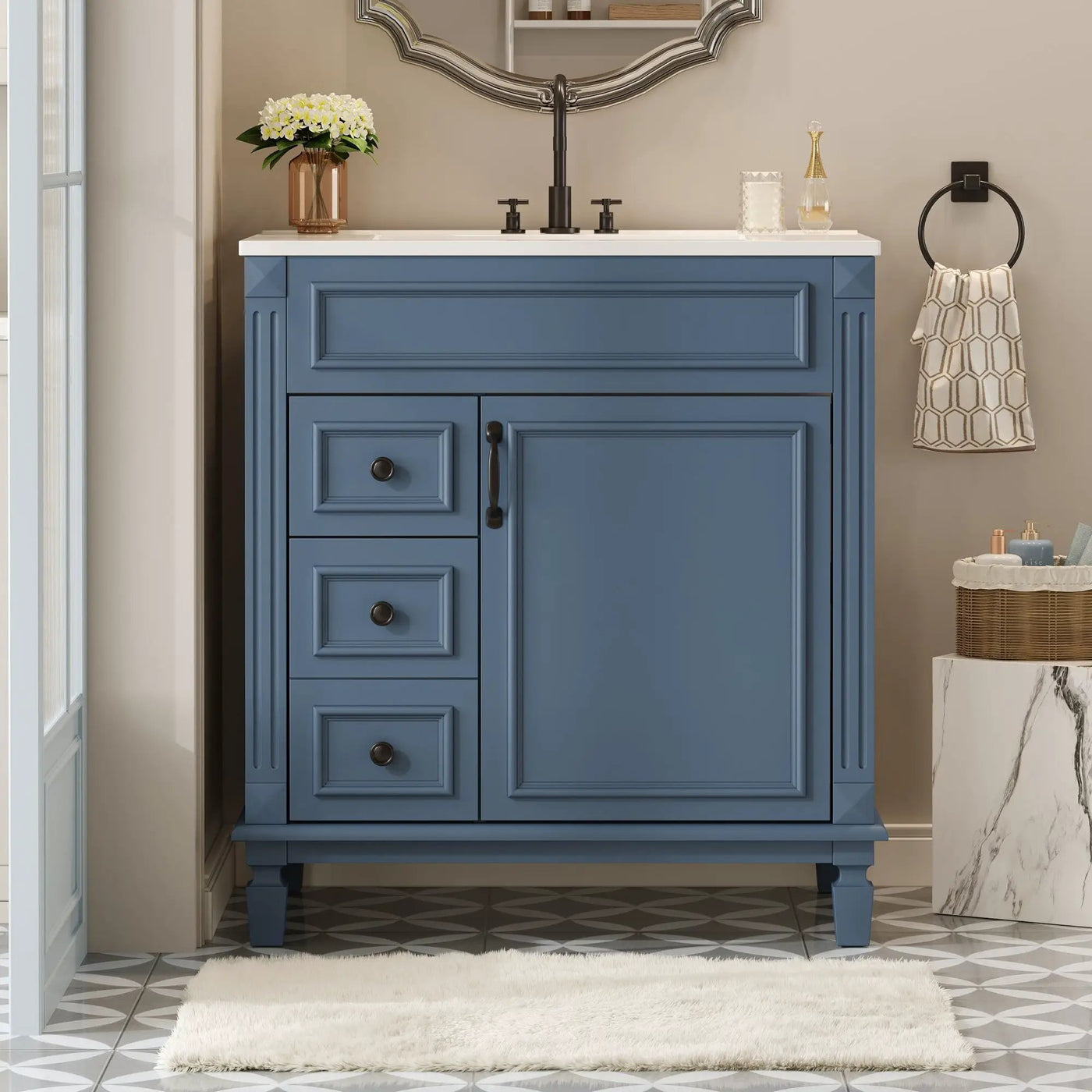 Bathroom Vanity With Sink, Cabinet With 2 Drawers And Adjustable Shelf by HouseOfZazla
