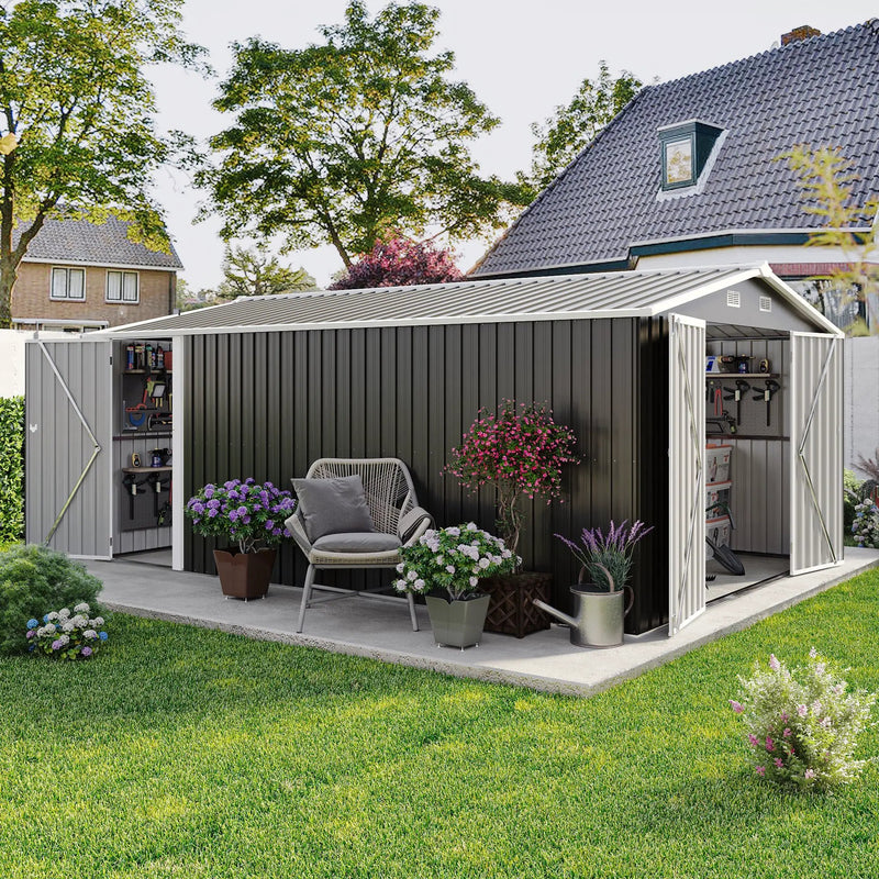 Campcraft Outdoor Storage Shed 10x14 FT with 3 Lockable Doors by HouseOfZazla