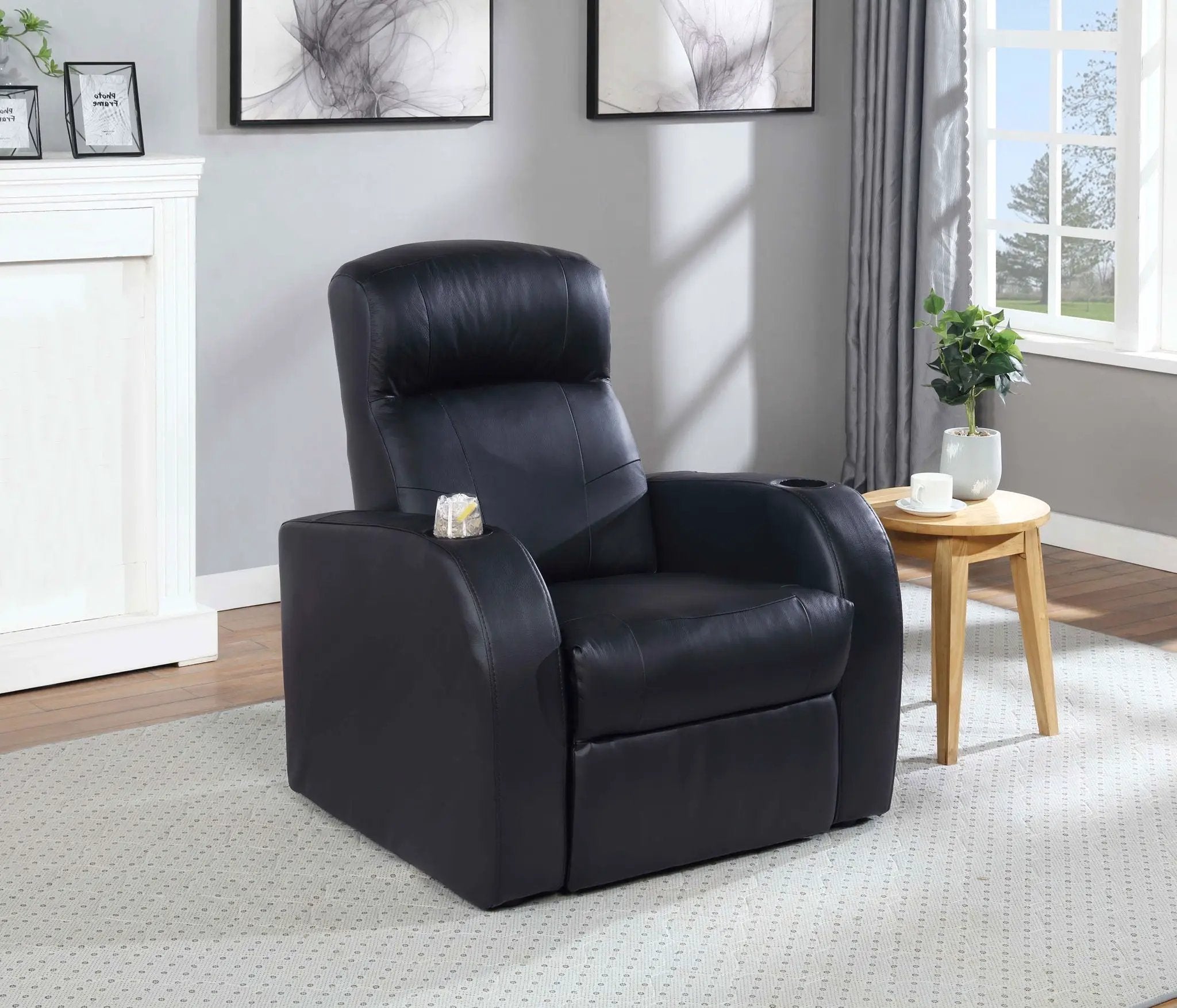 Cyrus Upholstered Track Arm Recliner Black by Unique Piece Furniture