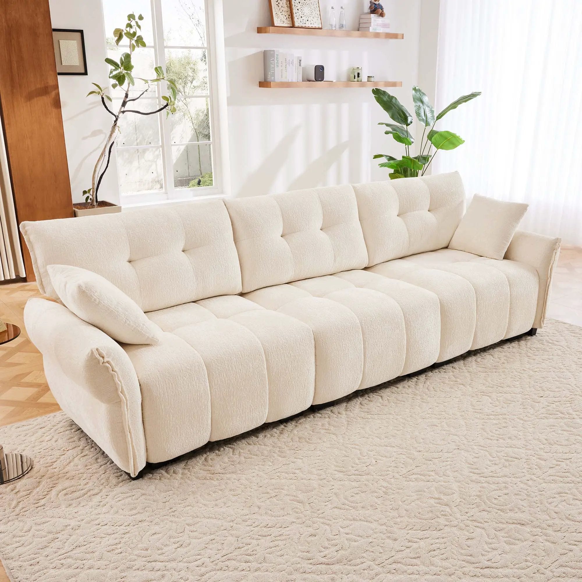 Modern Sofa & Pillows, Textured Cover, High Rebound Cushions by HouseOfZazla