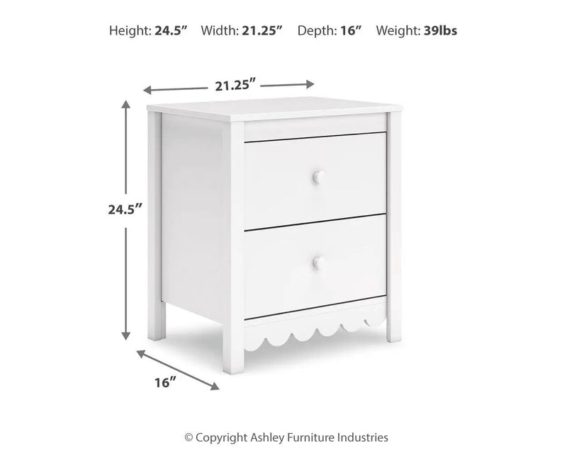 Hallityn - Two Drawer Night Stand - White by Unique Piece Furniture