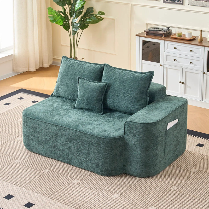 Modern Green Chenille L Shaped Sectional Sofa with Chaise by BLAKHOM