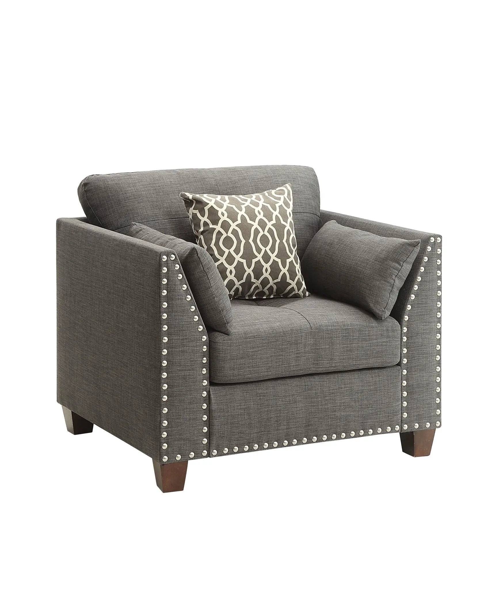 Laurissa - Chair With 3 Pillows - Light Charcoal by HouseOfZazla