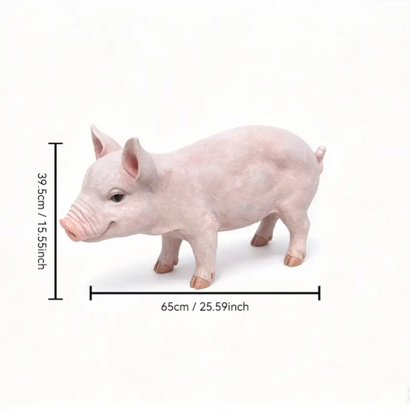 Cheerful Beige Pig Garden Statue by HouseOfZazla