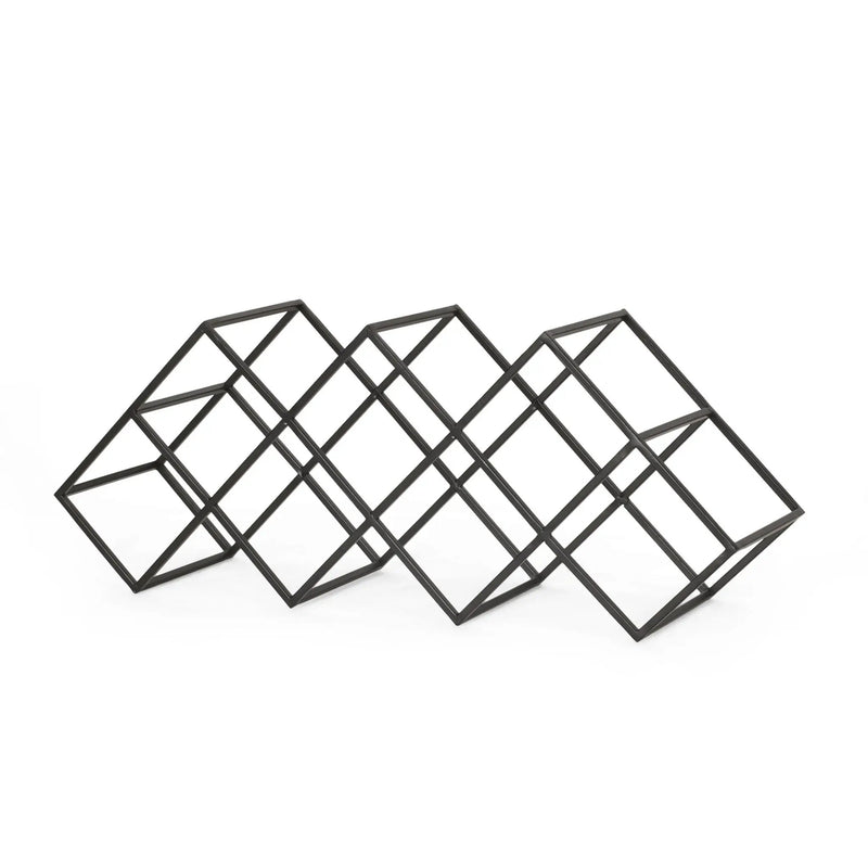 Modern Industrial Tabletop Wine Rack With 7 Bottle Holders - Black by HouseOfZazla