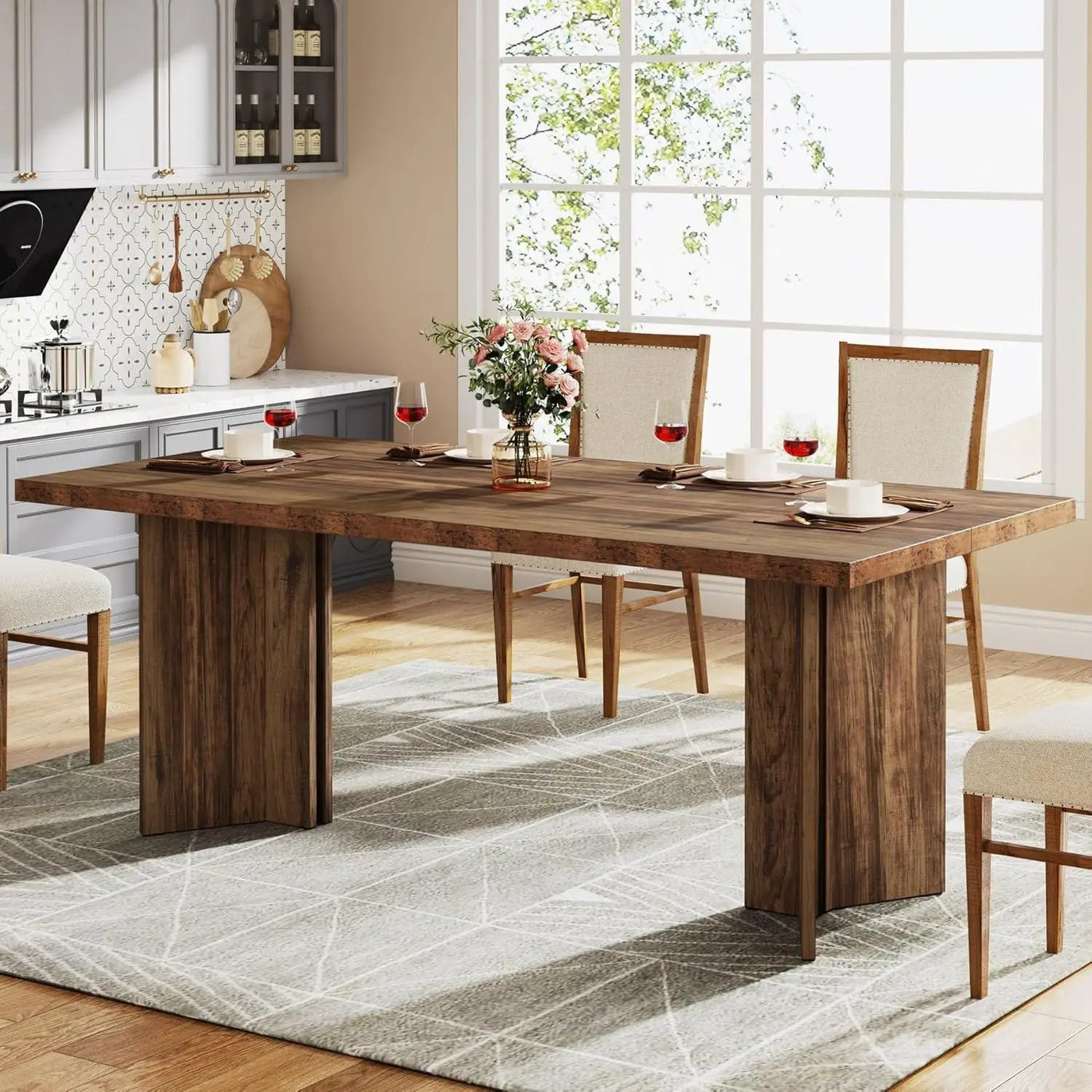 Dining Table For 4 - 6 People, Kitchen Table With Thick Top by HouseOfZazla
