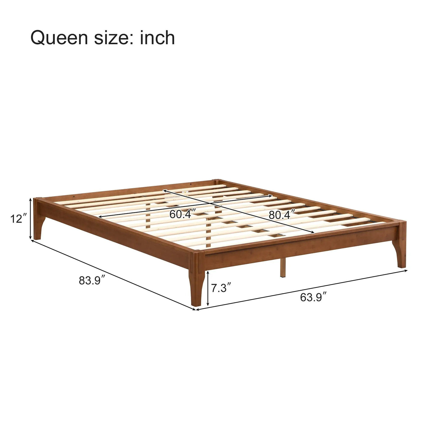 Solid Dry Bamboo Platform Bed Frame, With Slat Support by HouseOfZazla