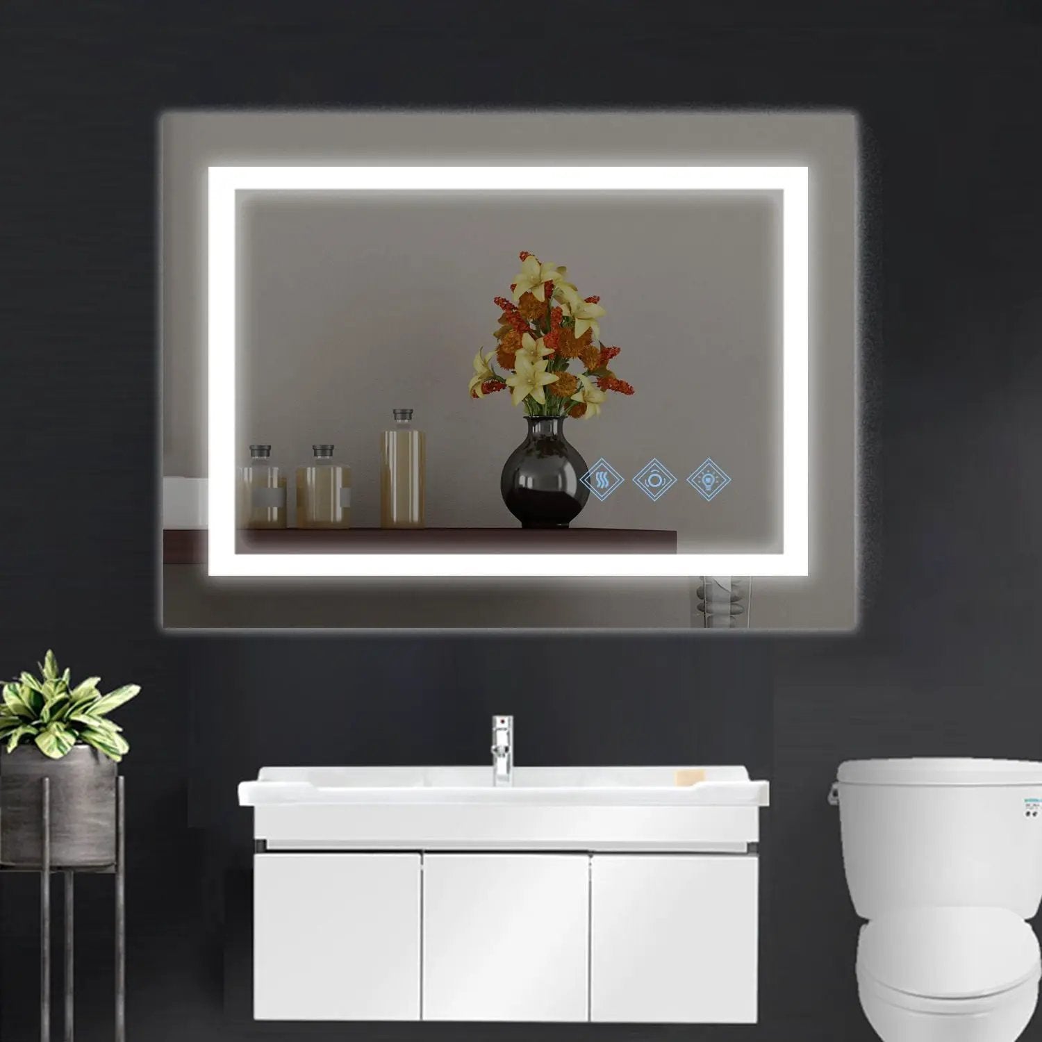3000-6000K LED Bathroom Mirror With Lights, Anti-Fog Dimmable Lighted Wall Mounted Vanity Mirror Master Bath Modern Makeup (Only Mirrors, Not Cabinets) Horizontal & Vertical by Unique Piece Furniture