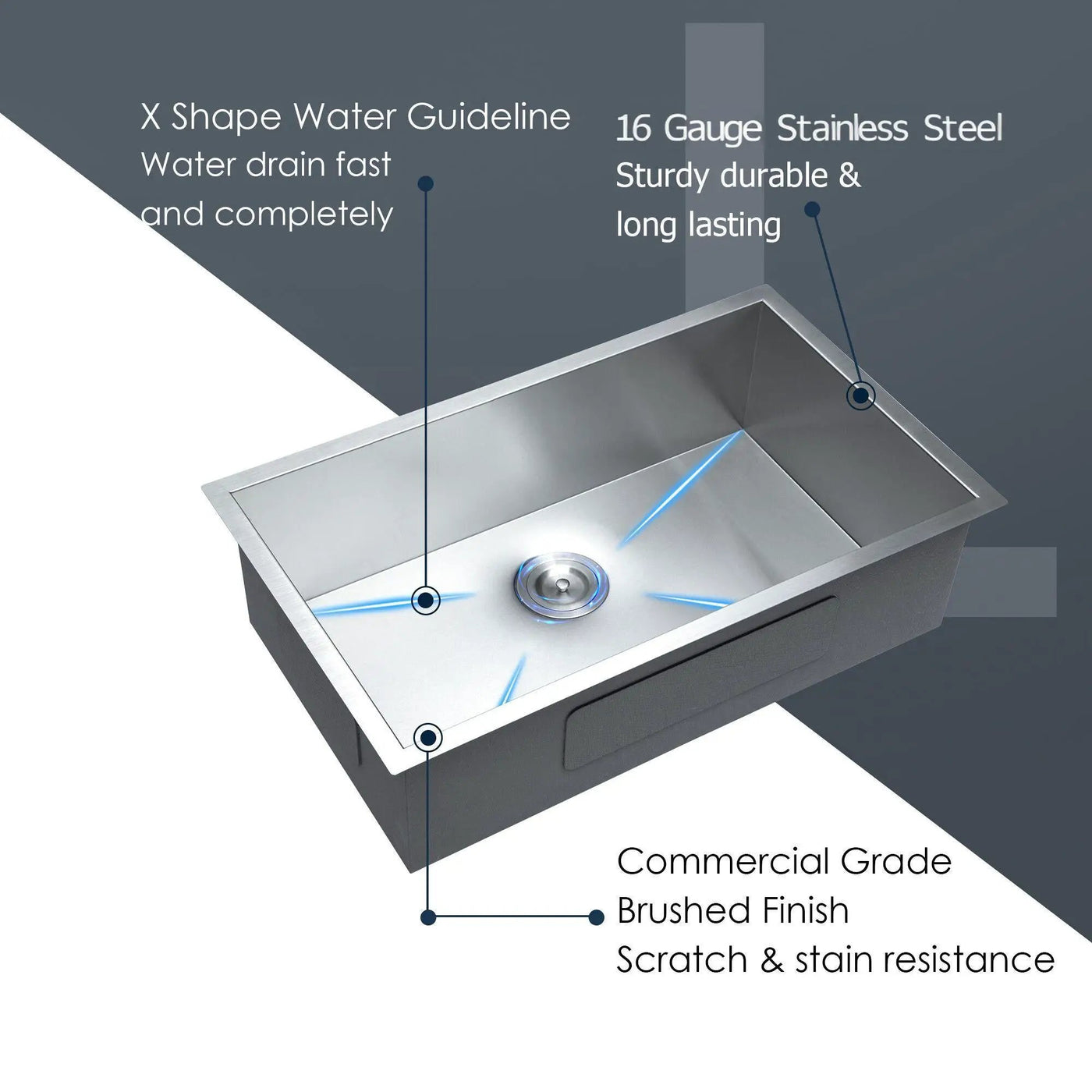 Undermount Stainless Steel Kitchen Sink, Deep Single Bowl Basin by HouseOfZazla