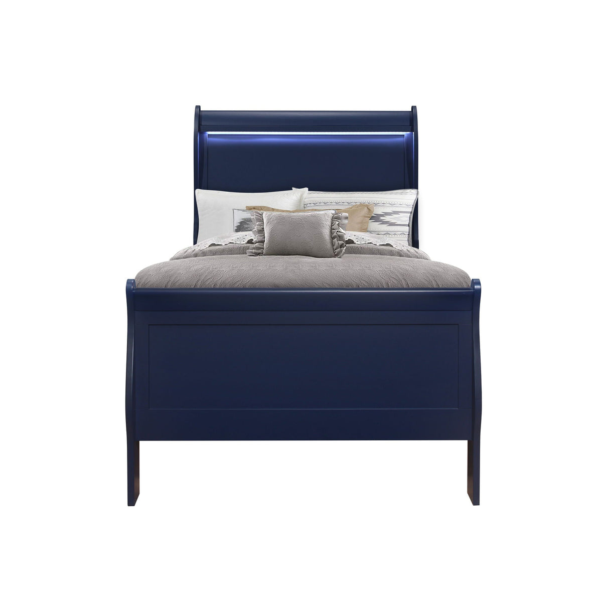 Charlston Sleigh Bed with LED Lighting - Blue or White, photo 3 of 27