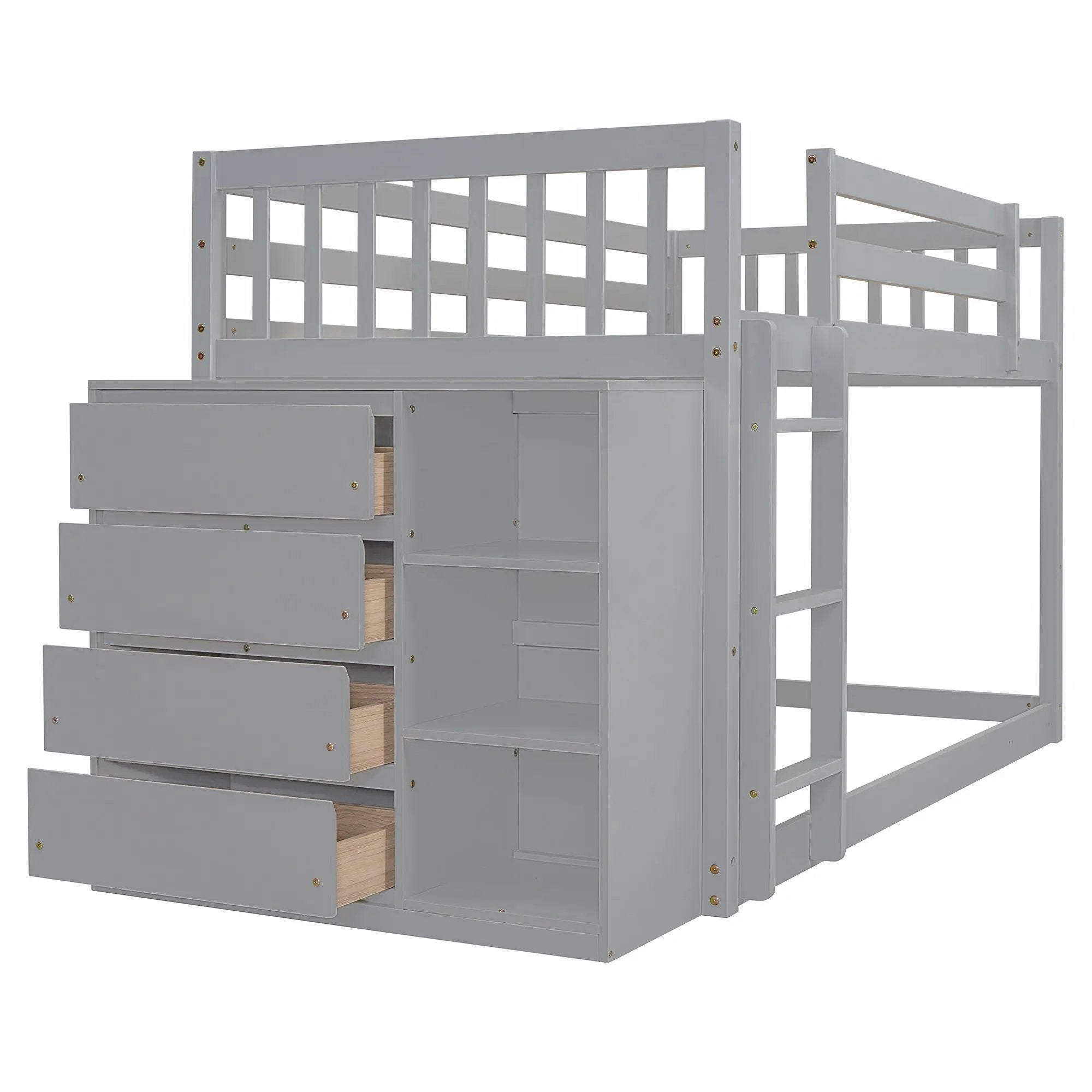Bunk Bed With 4 Drawers And 3 Shelves by Unique Piece Furniture